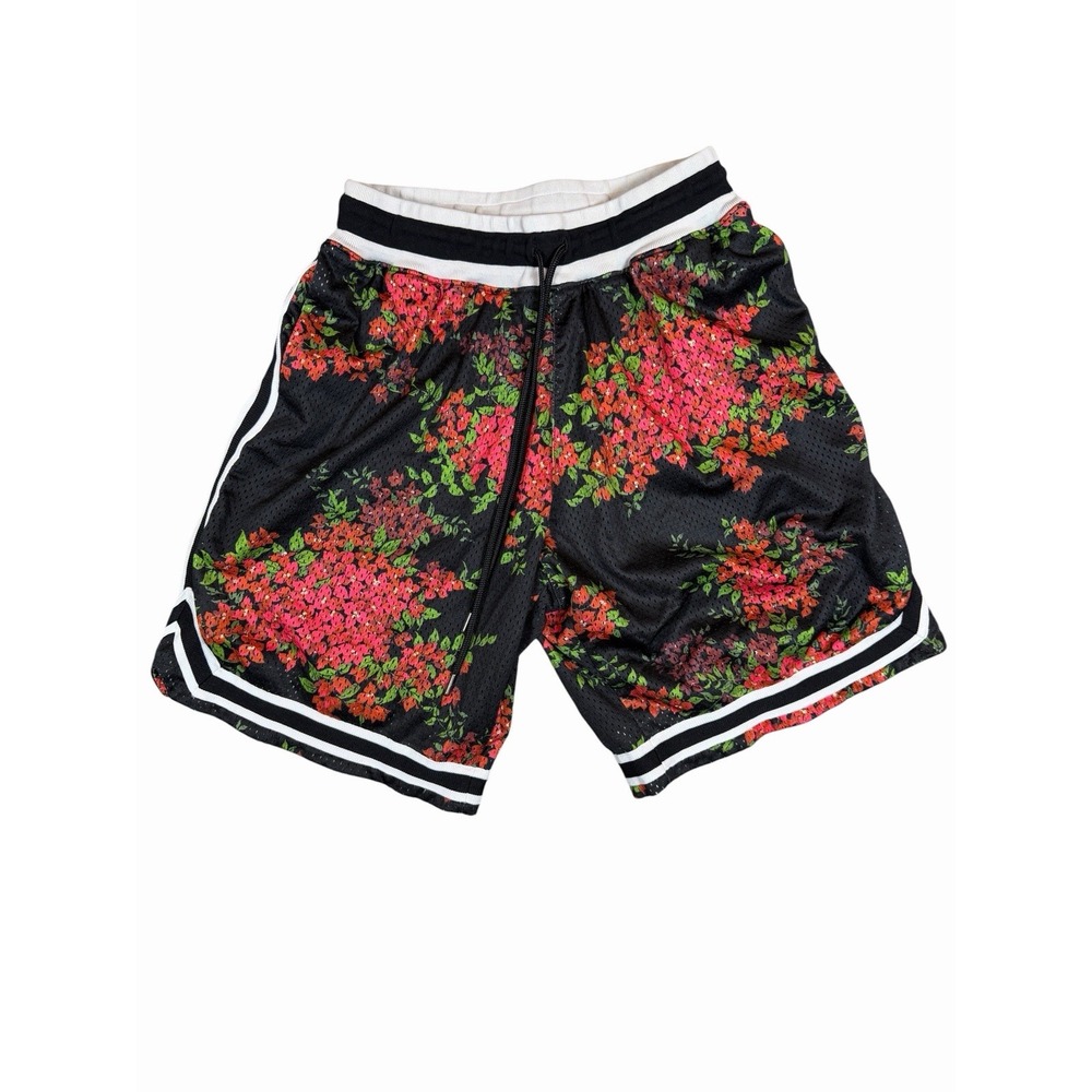 John Elliott Floral Mesh Basketball Shorts Men Size 1 Black Pink Athletic